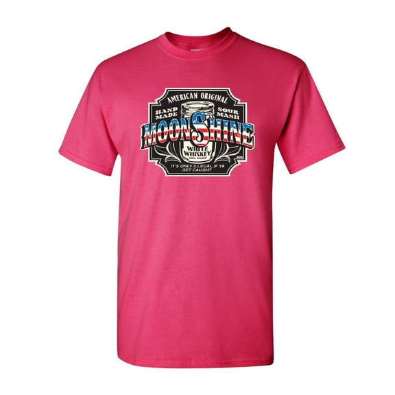 Tee Hunt Moonshine American Original T-Shirt Tennessee Whiskey Shirt, Hot Pink, Medium
