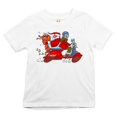 thumbnail image 1 of Tee Hunt Moped Santa Claus Kid's T-Shirt Merry Christmas Holiday Spirit Boys Girls Tee, White, Small, 1 of 5