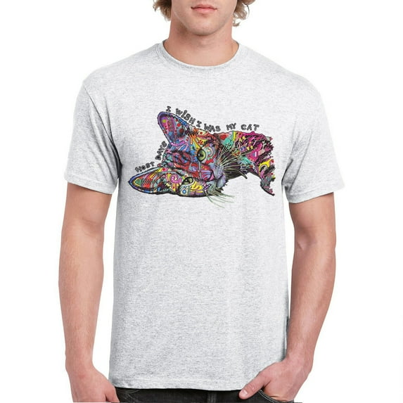 Tee Hunt Most Days I Wish I was My Cat T-Shirt Dean Russo Kitten Pet Men's Tee, Ash Gray, 4X-Large