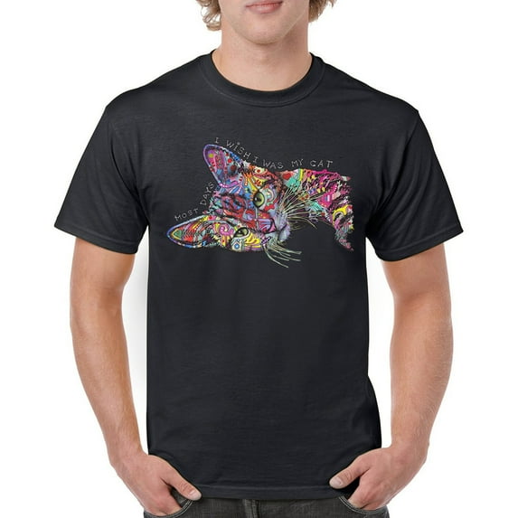 Tee Hunt Most Days I Wish I was My Cat T-Shirt Dean Russo Kitten Pet Men's Tee, Black, Large