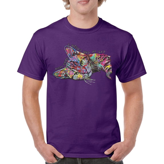 Tee Hunt Most Days I Wish I was My Cat T-Shirt Dean Russo Kitten Pet Men's Tee, Purple, XX-Large