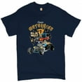 thumbnail image 1 of Tee Hunt Motorhead Hot Rod T-Shirt Hell on Wheels Route 66 Drag Racing Men's Tee, Navy Blue, Small, 1 of 5