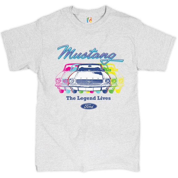 Tee Hunt Mustang The Legend Lives T-Shirt Muscle Car Licensed Ford Men's Novelty Shirt, Ash Gray, 5X-Large