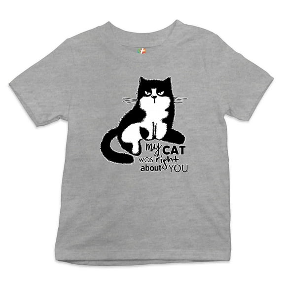 Tee Hunt My Cat was Right About You Youth T-Shirt Cat Lover Funny Kitty Kitten Kids, Gray, Large