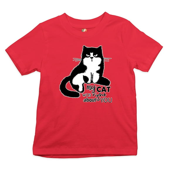 Tee Hunt My Cat was Right About You Youth T-Shirt Cat Lover Funny Kitty Kitten Kids, Red, Medium