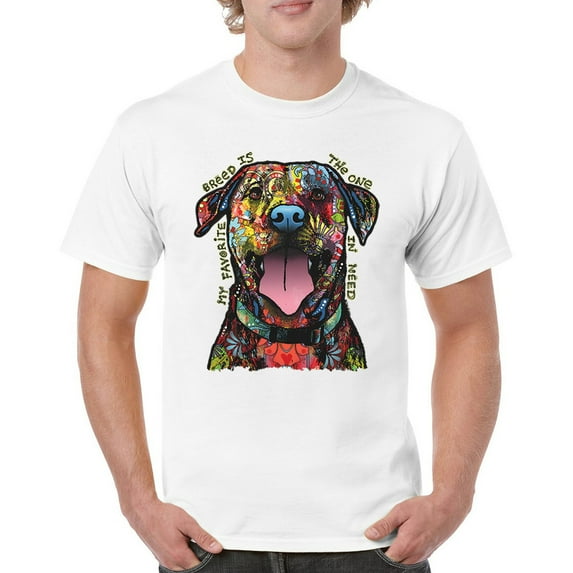 Tee Hunt My Favorite Breed is The One in Need T-Shirt Dean Russo Dog Men's Tee, White, Small