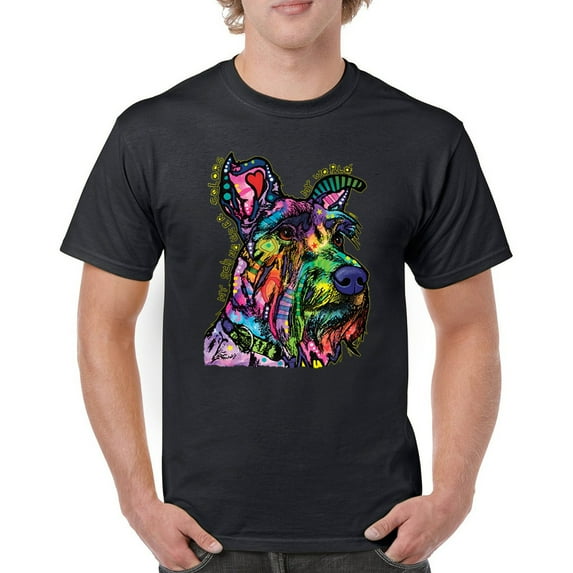 Tee Hunt My Schnauzer Colors My World T-Shirt Dean Russo Pet Dog Mom Men's Tee, Black, Medium
