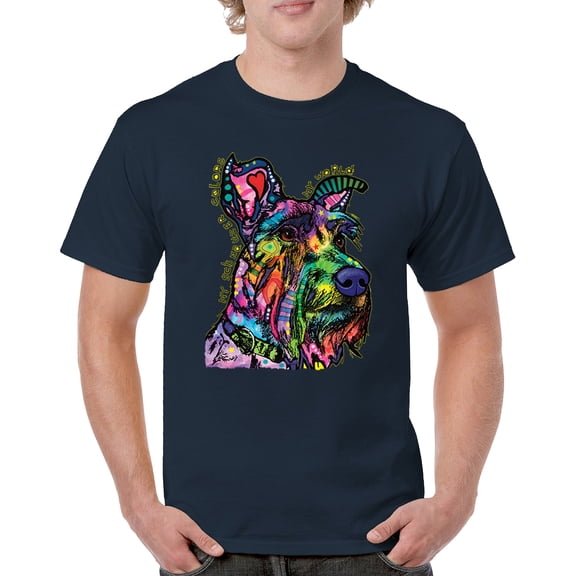 Tee Hunt My Schnauzer Colors My World T-Shirt Dean Russo Pet Dog Mom Men's Tee, Navy Blue, Medium