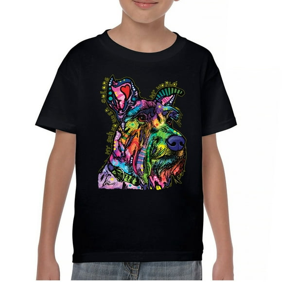 Tee Hunt My Schnauzer Colors My World Youth T-Shirt Dean Russo Pet Dog Mom Kids