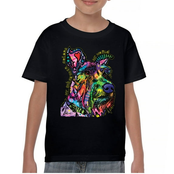 Tee Hunt My Schnauzer Colors My World Youth T-Shirt Dean Russo Pet Dog Mom Kids