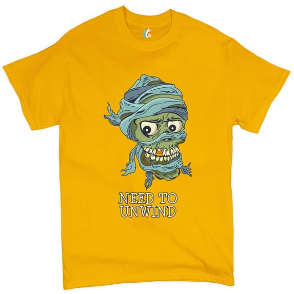 Tee Hunt Need to Unwind T-shirt Funny Halloween Zombie Trick-or-Treat Men's Tee, Yellow, 5X-Large