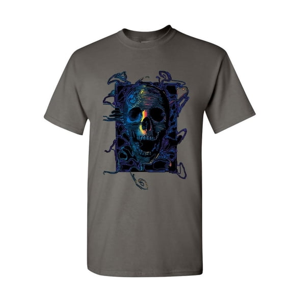 Tee Hunt Neon Skull T-Shirt Reaper Death Skeleton Grin Doom Halloween Mens Shirt, Charcoal, XX-Large