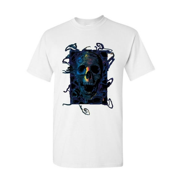 Tee Hunt Neon Skull T-Shirt Reaper Death Skeleton Grin Doom Halloween Mens Shirt, White, XX-Large