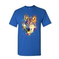 thumbnail image 1 of Tee Hunt Neon Wolf Head T-Shirt Paint Splatter Lone Wolf Spirit Animal Mens Shirt, Blue, Large, 1 of 4