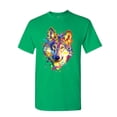 thumbnail image 1 of Tee Hunt Neon Wolf Head T-Shirt Paint Splatter Lone Wolf Spirit Animal Mens Shirt, Green, 4X-Large, 1 of 4