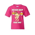 thumbnail image 1 of Tee Hunt Never Skip Egg Day Youth T-Shirt Funny Easter Jesus Workout Crossfit Kids Tee, Pink, Large, 1 of 5