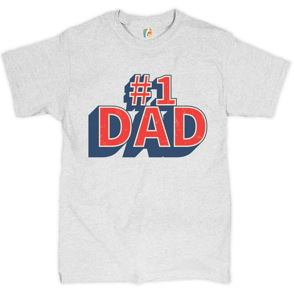 Tee Hunt Number 1 Dad T-Shirt Father's Day Daddy Fatherhood Best Dad Men's Novelty Shirt, Ash Gray, Small