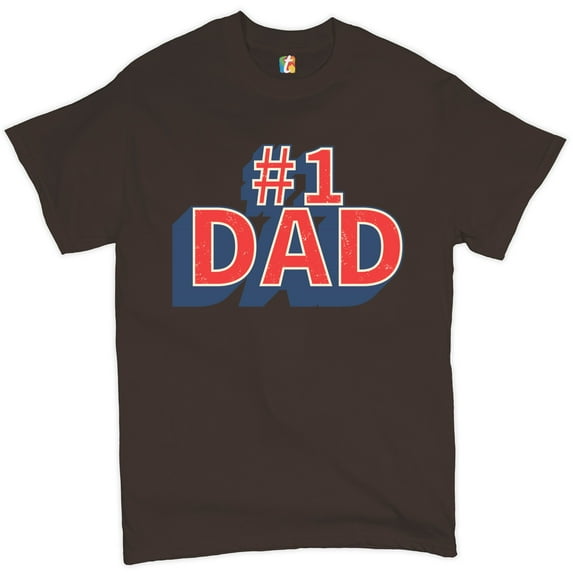 Tee Hunt Number 1 Dad T-Shirt Father's Day Daddy Fatherhood Best Dad Men's Novelty Shirt, Brown, Small