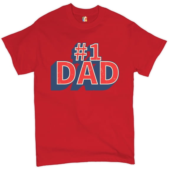 Tee Hunt Number 1 Dad T-Shirt Father's Day Daddy Fatherhood Best Dad Men's Novelty Shirt, Red, 4X-Large