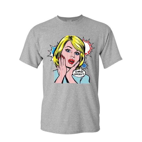 Tee Hunt OMG! Srsly? Funny T-Shirt Vintage Style Comic Sarcastic Pop Art Mens Shirt, Gray, XX-Large