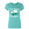 thumbnail image 1 of Tee Hunt One Happy Camper Women's T-Shirt Camping Roadtrip RV Trailer Shirt, Light Blue, 3X-Large, 1 of 5