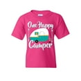 thumbnail image 1 of Tee Hunt One Happy Camper Youth T-Shirt Camping Roadtrip RV Trailer Kids Tee, Pink, Small, 1 of 5
