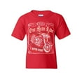 thumbnail image 1 of Tee Hunt One Mean Ride Youth T-Shirt Born to Ride Chopper Bobber Route 66 Biker Kids Tee, Red, X-Large, 1 of 5