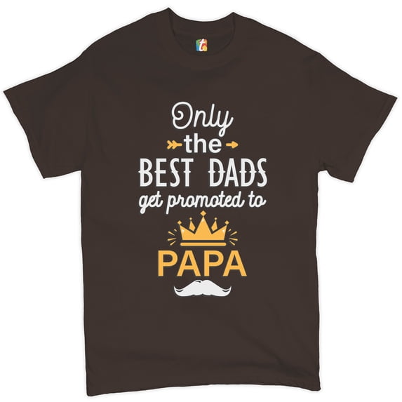 Tee Hunt Only The Best Dads Get Promoted to Papa T-Shirt Papaw Father's Day Men's Tee, Brown, Large