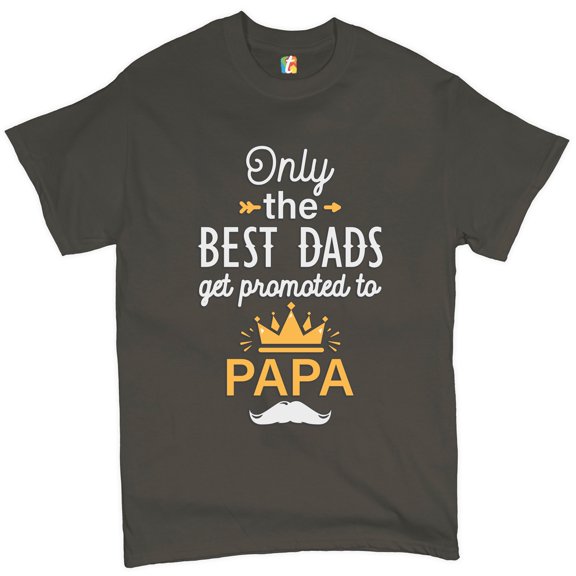 Tee Hunt Only The Best Dads Get Promoted to Papa T-Shirt Papaw Father's Day Men's Tee, Charcoal, Large