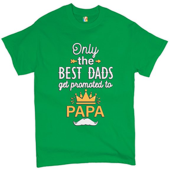 Tee Hunt Only The Best Dads Get Promoted to Papa T-Shirt Papaw Father's Day Men's Tee, Green, Small