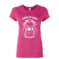 thumbnail image 1 of Tee Hunt Original American Rider Women's T-Shirt Skull Face Route 66 Biker MC Shirt, Pink, Small, 1 of 5