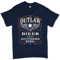 thumbnail image 1 of Tee Hunt Outlaw Biker T-Shirt Genuine Southern Rebel Winged Skull Face Men's Tee, Navy Blue, Medium, 1 of 5