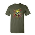 thumbnail image 1 of Tee Hunt Paint Splatter Skull T-Shirt Multicolor Art Crazy Melting Drip Mens Shirt, Military Green, Large, 1 of 5