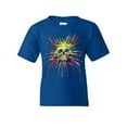 thumbnail image 1 of Tee Hunt Paint Splatter Skull Youth T-Shirt Multicolor Art Crazy Melting Drip Kids Tee, Blue, Medium, 1 of 5