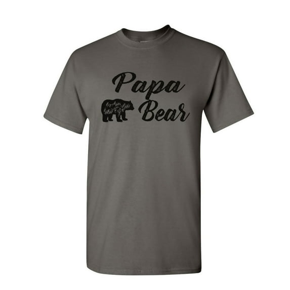 Tee Hunt Papa Bear T-Shirt for Dad Father's Day Protector of The Family Mens Shirt, Charcoal, 5X-Large