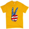thumbnail image 1 of Tee Hunt Patriotic Victory Sign T-shirt American Flag USA Independence Day Men's Tee, Yellow, 3X-Large, 1 of 5