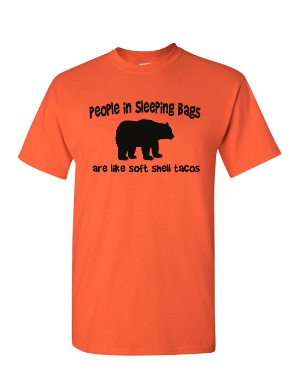 People are Soft Shell Tacos T-Shirt Funny Camping Bear Mens Shirt, Orange, Large