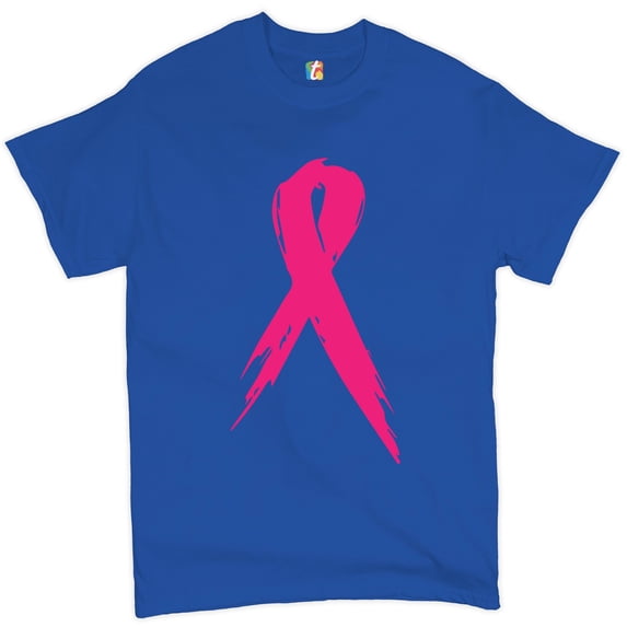 Tee Hunt Pink Ribbon Breast Cancer Awareness T-Shirt Hope Fight Survivor Mens Shirt, Blue, XX-Large