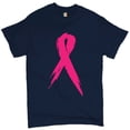 thumbnail image 1 of Tee Hunt Pink Ribbon Breast Cancer Awareness T-Shirt Hope Fight Survivor Mens Shirt, Navy Blue, Large, 1 of 5