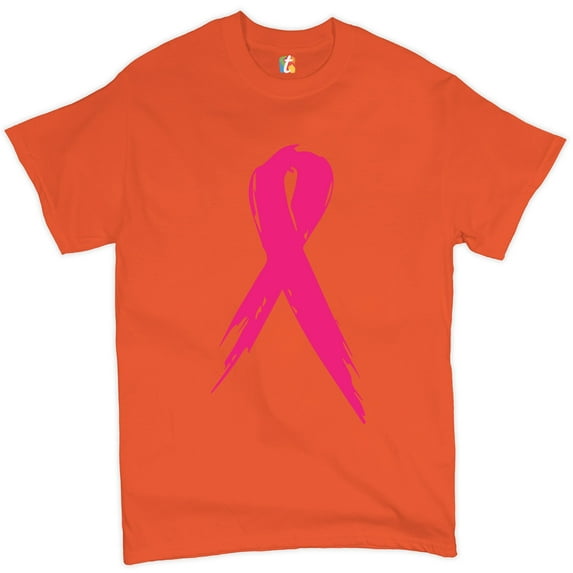 Tee Hunt Pink Ribbon Breast Cancer Awareness T-Shirt Hope Fight Survivor Mens Shirt, Orange, 4X-Large