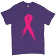 thumbnail image 1 of Tee Hunt Pink Ribbon Breast Cancer Awareness T-Shirt Hope Fight Survivor Mens Shirt, Purple, 5X-Large, 1 of 5