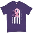 thumbnail image 1 of Tee Hunt Pink Ribbon Distressed Flag T-Shirt Breast Cancer Awareness Men's Novelty Shirt, Purple, Large, 1 of 5