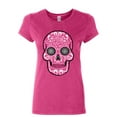 thumbnail image 1 of Tee Hunt Pink Sugar Skull With Roses Women's T-Shirt Day of the Dead Cotton Tee, Pink, 3X-Large, 1 of 5