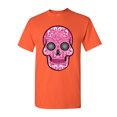 thumbnail image 1 of Tee Hunt Pink Sugar Skull with Roses T-Shirt Day of The Dead Cotton Tee, Orange, X-Large, 1 of 5