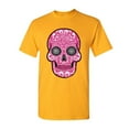 thumbnail image 1 of Tee Hunt Pink Sugar Skull with Roses T-Shirt Day of The Dead Cotton Tee, Yellow, Medium, 1 of 5