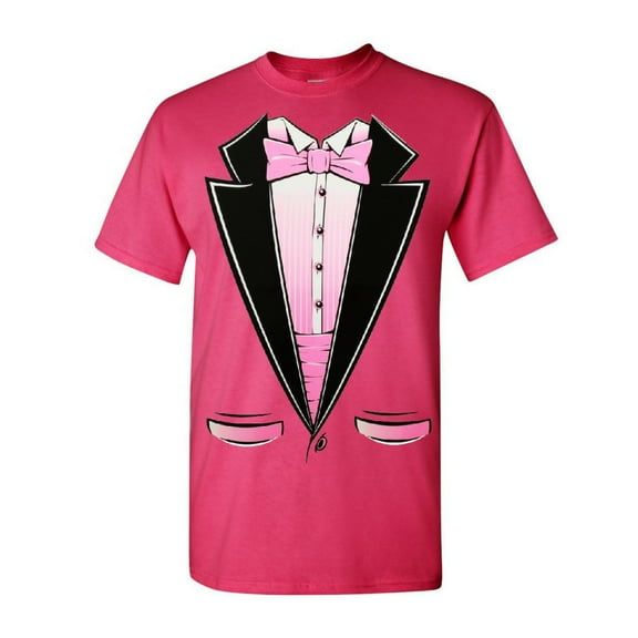 Tee Hunt Pink Tuxedo T-Shirt Funny Party Wedding Humor Birthday Tux Men's Novelty Shirt, Hot Pink, Small