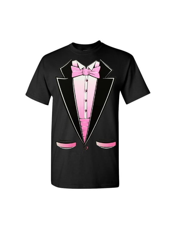 Pink Tuxedo T-Shirt Funny Party Wedding Humor Birthday Tux Men's Novelty Shirt