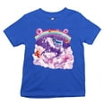 thumbnail image 1 of Tee Hunt Pug Riding a Unicorn in Clouds Youth T-Shirt Space Rainbow Trippy Donuts Kids, Blue, Large, 1 of 5