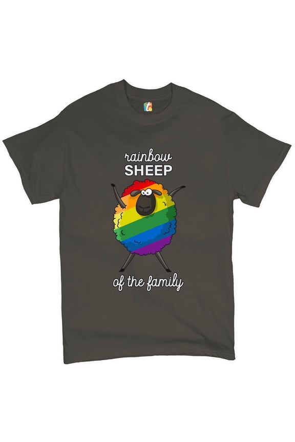 Rainbow Sheep of the Family T-shirt Gay Pride LGBT Support Funny Men's Tee, Charcoal, Medium