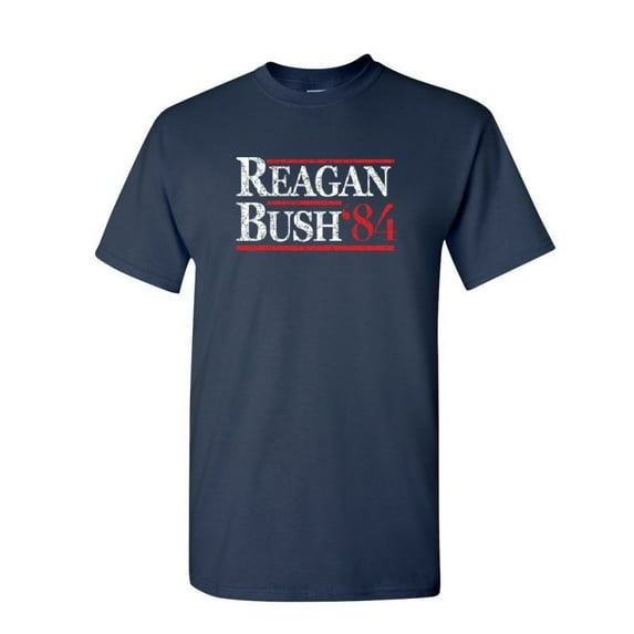 Tee Hunt Reagan Bush '84 T-Shirt Ronald American President History GOP Mens Shirt, Navy Blue, XX-Large